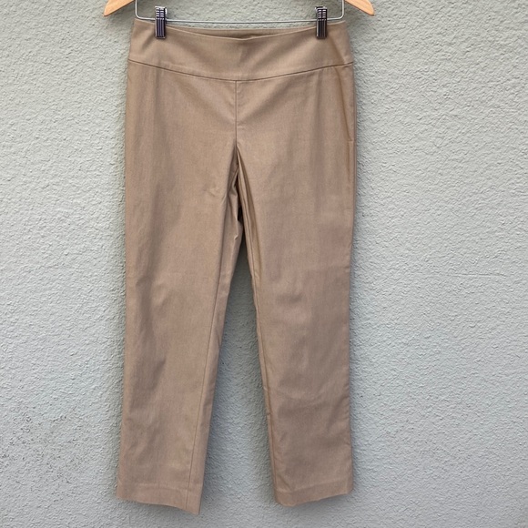 NIC + ZOE 2P tan Wonderstretch pull-on straight leg trousers - Picture 1 of 6